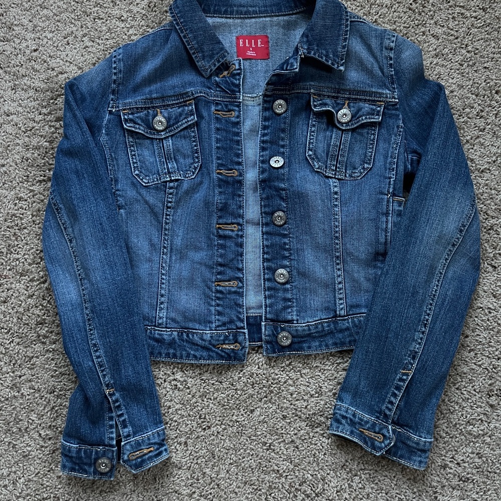 Elle Blue Jean Jacket Cropped Vintage Style